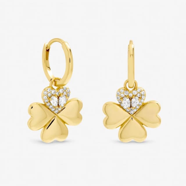 Inicio Gold Plated Crystal Clover Earrings - Gift Pouch Stud Earrings One Size Gold 41449410000