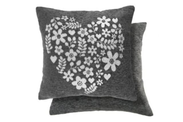Love Heart Cushion Cover In Charcoal