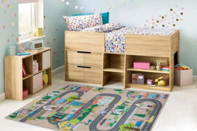 RugsX Bambino 34600 Washing Carpet City, Streets For Children Anti Slip - Beige / Grey 80X150 Cm