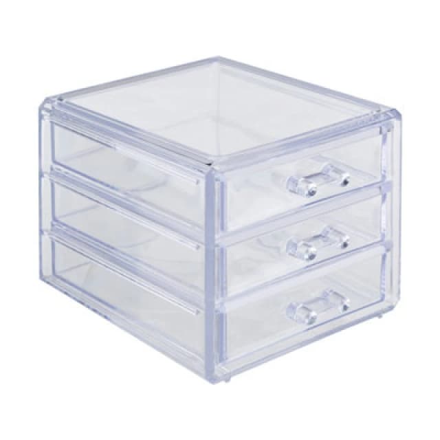 Premier Housewares Beauty 3 Drawer Cosmetics Organiser Clear unisex