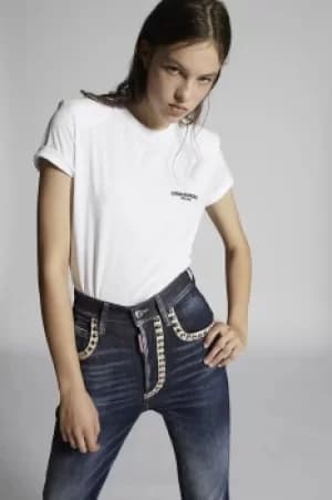 DSQUARED2 Women Short sleeve t-shirt White Size L 100% Cotton