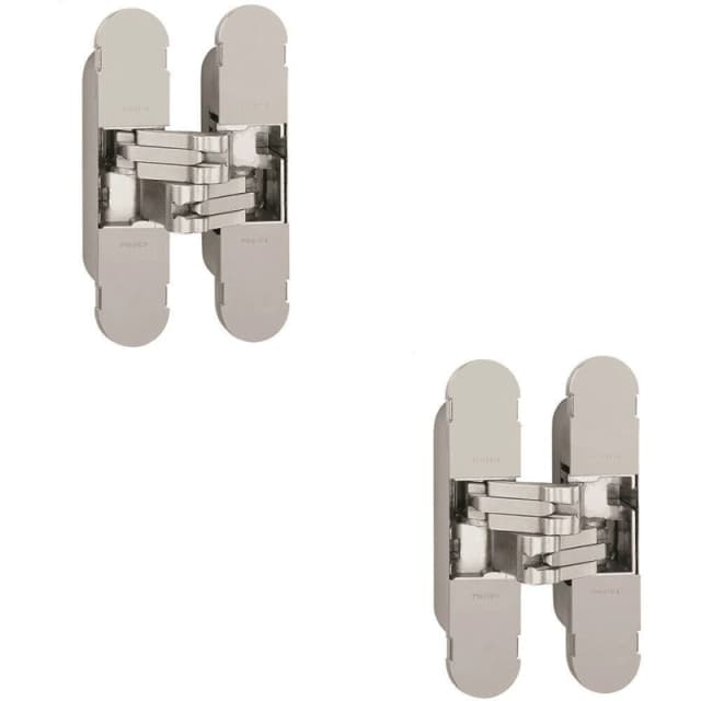 Loops 2x 100 x 22mm Adjustable Medium Duty Concealed Hinge Bright Nickel Internal Door Metallics