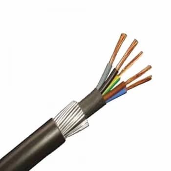 Zexum 10mm 5 Core 73A 6945X Steel Wire Armoured SWA Outdoor Mains Power Cable - 5 Meter