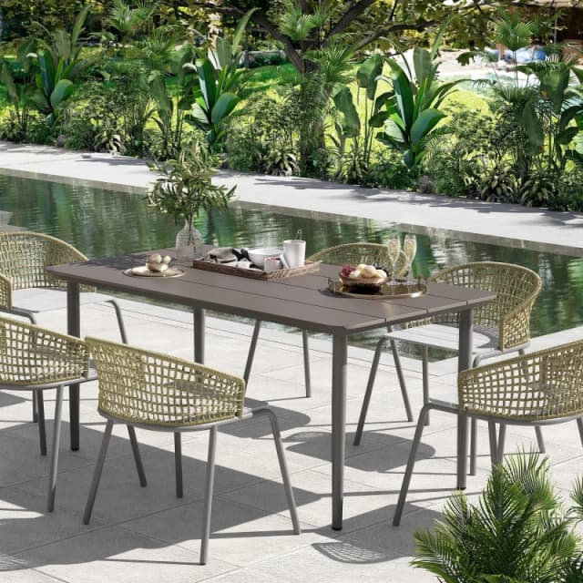 Outsunny Garden Table with Rust Resistant Metal Frame - Dark Grey TJ Hughes 5063603401334