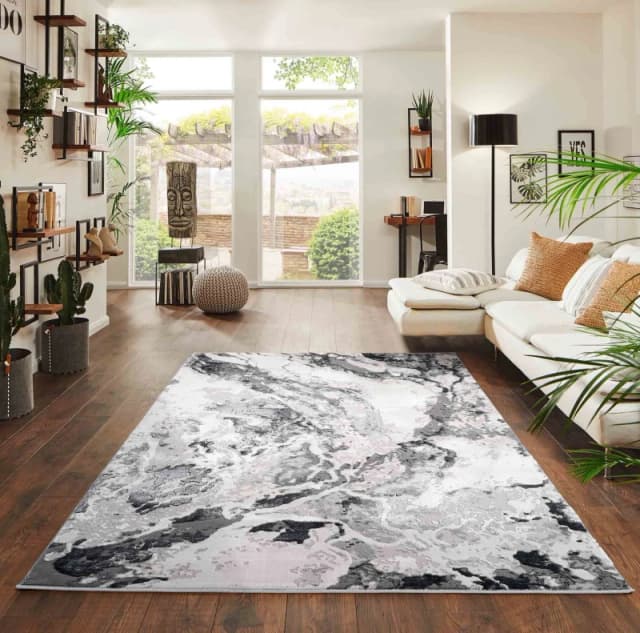 Picasso Modern Waterflow Abstract Area Rugs Silver 160X230 Cm