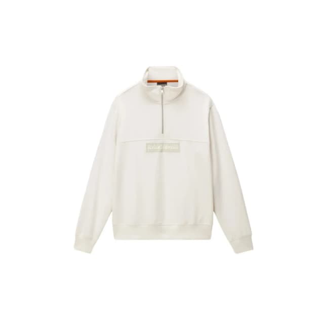 Half Zip Sweatshirt in French Terry Napapijri Box Logo Blanc Male S