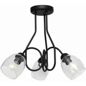 Helam Marietta Multi Arm Semi Flush Ceiling Light Black, Transparent 50cm