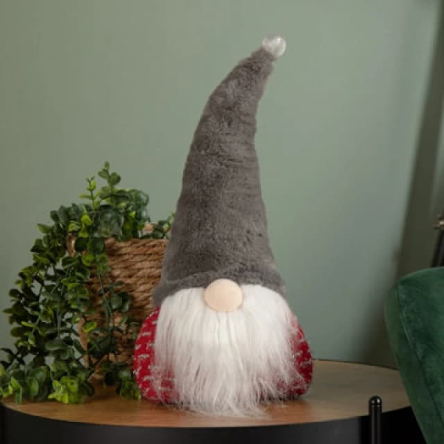 Samuel Alexander 35cm Festive Christmas Light Up Lit Gonk with Grey Hat and Red Body Grey
