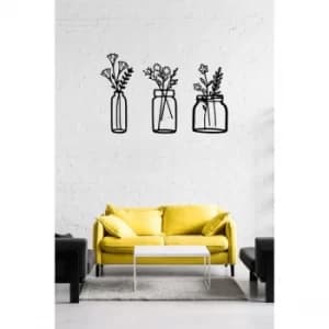 Flower In The Bottle Black Decorative Metal Wall Accessory