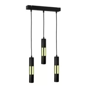 Magnum Bar Pendant Ceiling Light Black, Gold, 50cm, 3x GU10