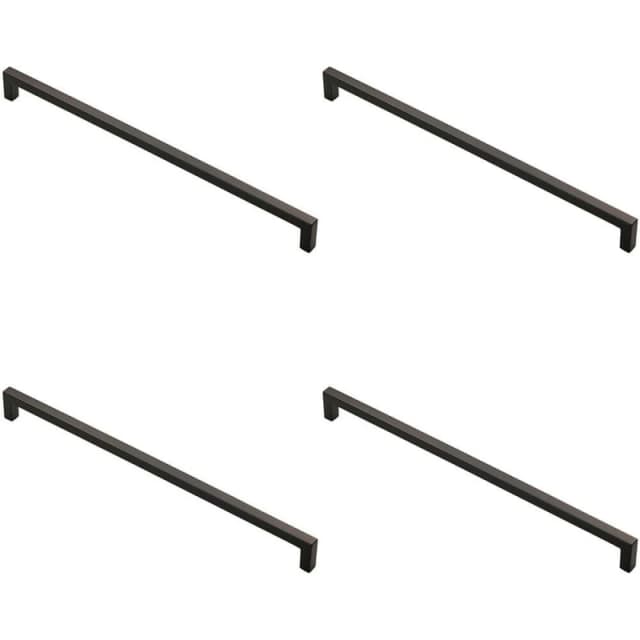 Loops 4x Square Block Handle Pull Handle 330 x 10mm 320mm Fixing Centres Matt Black unisex