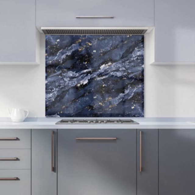 Warren Reed Designer Deep Ocean Blue Quartz Effect Kitchen Splashback