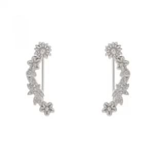Bee Blooms Crawler Silver Earrings