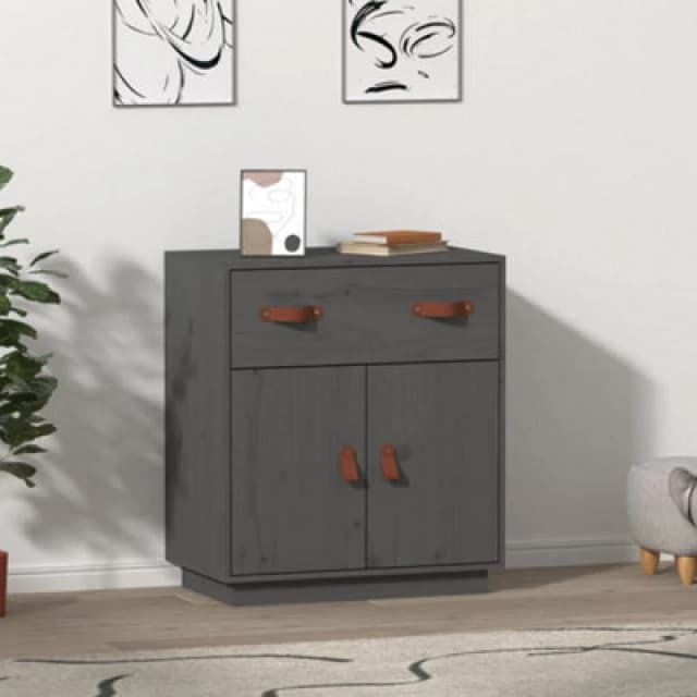 vidaXL Sideboard Grey 65.5x40x75cm Solid Wood Pine, Grey 820129