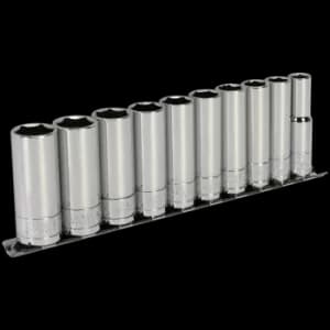 Sealey S0500 Socket Set 10pc 3/8"Sq Drive 6pt Deep WallDrive Metric