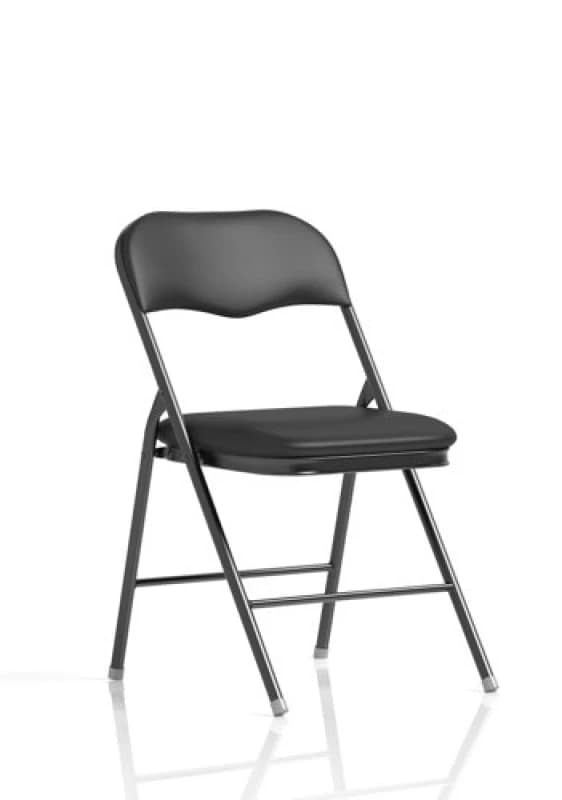 Sicily Sicily Black PU Black Frame Folding Chair (MOQ of 4 - Priced Individually) SY01BFBLK