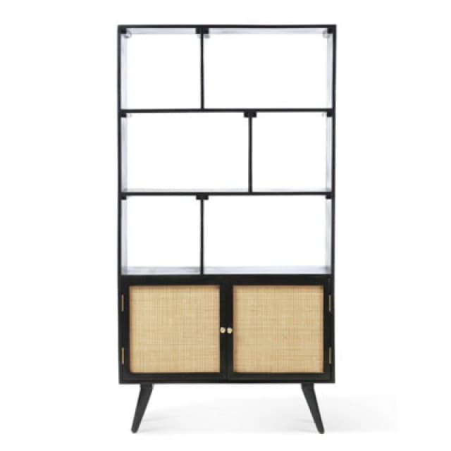 Desser Manhattan Large Mango Wood Bookcase In Black (H160Cm X W85Cm X D40Cm)