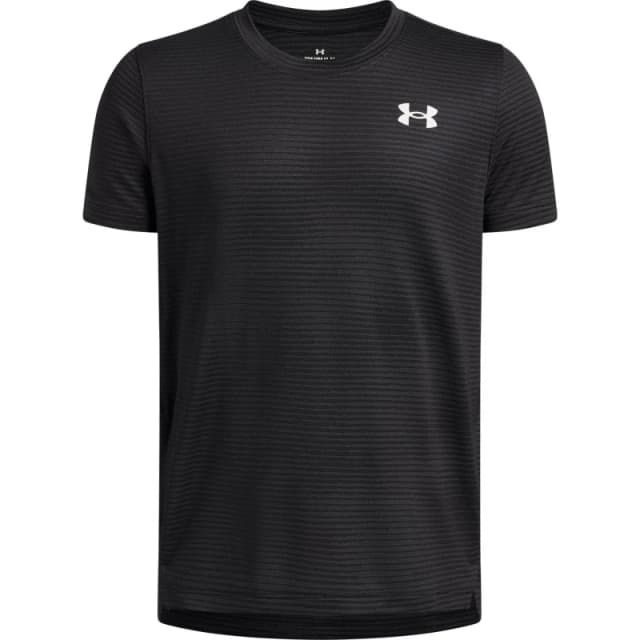 Under Armour Kids Tech Vent Jacquard Short Sleeve Performance Gym Top Black/White male 11-12 (L)