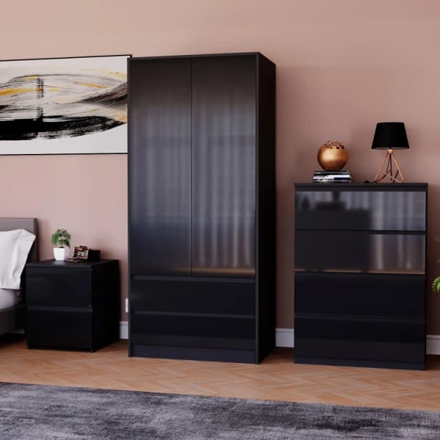 Lassic Vida Designs Glinton Gloss 3 Piece Bedroom Set 2 Black unisex 3 Piece