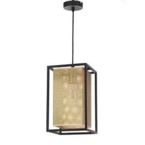 Malik Box Pendant Ceiling Light, Black, Gold