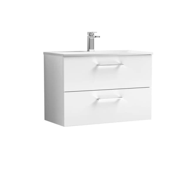 Balterley Bathroom 2-Drawer Wall-Hung Curved Basin Vanity Unit, White, 800mm in White White Unisex