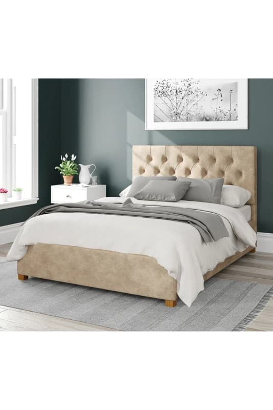 Aspire Aspire Olivier Upholstered Ottoman Storage Bed, Kimiyo Linen Fabric in Beige Size: Double Beige Double Unisex 5057632168412