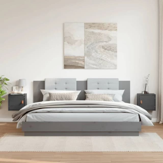Vidaxl Wall Cabinets 2 Pcs Grey 31.5X30X30 Cm Solid Wood Pine, Grey 818360