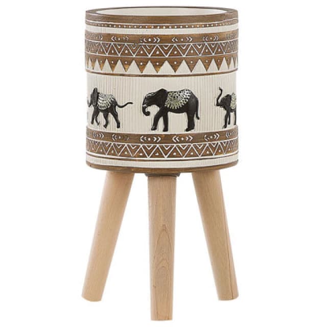 Beliani Elevated Plant Pot Kottes 22cm Light Brown