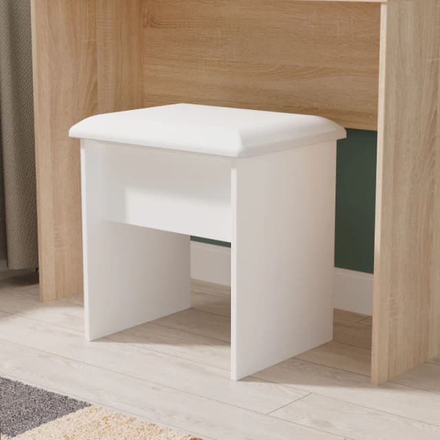 Linear Matt White Dressing Table Stool
