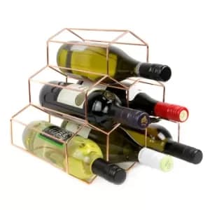 6 Bottle Wine Rack in Rose Gold M&W