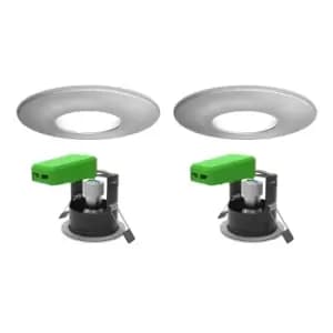 4lite WiZ Satin Chrome Smart Downlight with IP20 GU10 WiFi & Bluetooth - Twin Pack