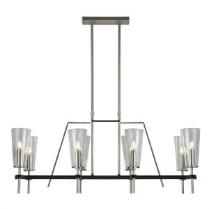 8 Light Bar Pendant Satin Silver, Black, E14