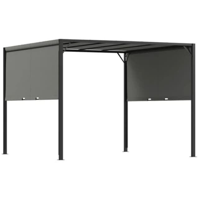 Outsunny 3 x 3(m) Pergola Metal Gazebo Outdoor Sun Shade Shelter Canopy, Grey 84C-063V00CG