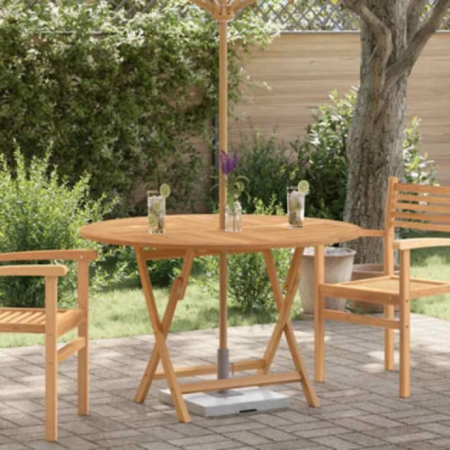 VIDAXL Folding Garden Table Ø 110x75cm Solid Wood Teak vidaXL 8720845749415