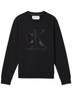 Calvin Klein Jeans Ck Jeans Leather Monogram Sweatshirt, Black, Size 2XL, Men