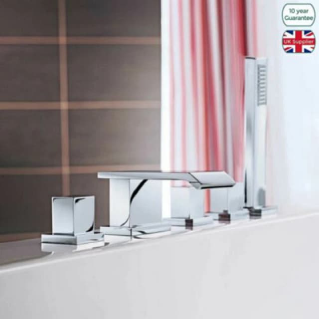 Nes Home Devon Waterfall Deck Mounted 5 Hole Bath Shower Mixer