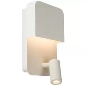 Lucide BOXER - Wall Light - LED - 1x10W 3000K - With USB charging point - White