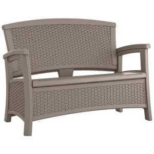Suncast Wicker-Effect Love Seat with Storage - Dark Taupe