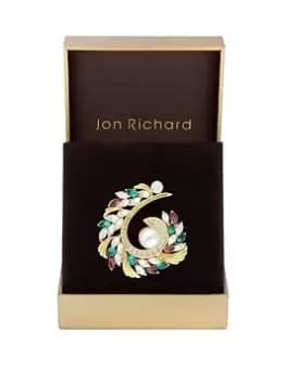 Jon Richard Gold Plated Multi Colour And Pearl Swirl Brooch - Gift Boxed