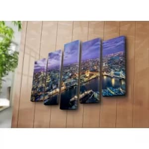 5PATK-126 Multicolor Decorative Canvas Painting (5 Pieces)