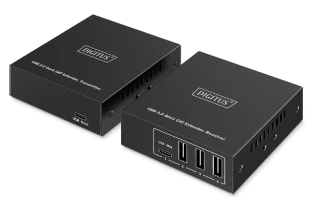 Digitus USB 3.2 Gen1 CAT Extender. 5 Gbps. 4 ports: 3x USB-A / 1x USB-