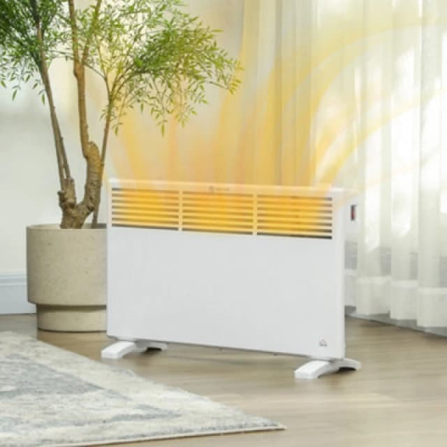 HOMCOM 1500W Panel Heater, Low Energy Electric Heater For Home, White 820-420V70WT