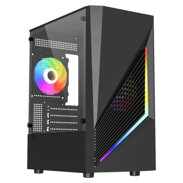 VIDA Vida Genesis Black ARGB Gaming Case w/ Glass Window Micro ATX 2x ARGB Fans Front ARGB Strip GENESIS-BLK