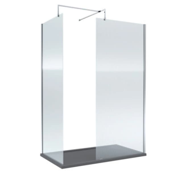 Balterley Fluted 8mm Glass Walk In Wetroom Screens & Shower Tray, 1400 x 800mm in Silver Silver Unisex