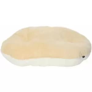 Bunty Oval Dog Pet Puppy Cat Bed Fleece Round Cushion Hard Wicker Basket Insert - Cream - Small