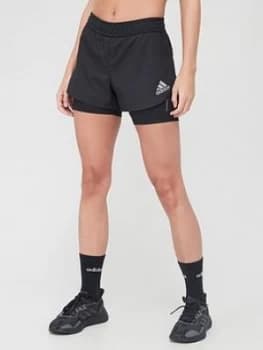 adidas Primeblue 2-in-1 Shorts - Black/White Size M Women