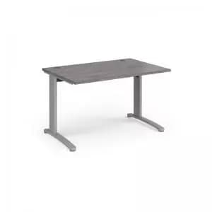 TR10 straight desk 1200mm x 800mm - silver frame and grey oak top