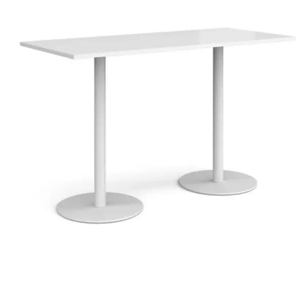 Monza Monza rectangular poseur table with flat round white bases 1800mm x 800mm - white White MPR1800-WH-WH