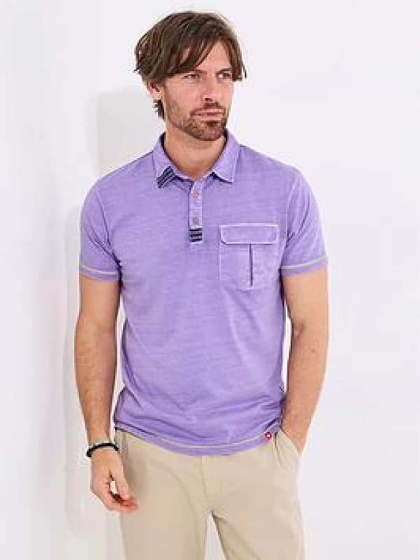 Joe Browns Joe Browns Men Washed Chest Pocket Polo Shirt in Purple Size: Small Purple S Male 5059953250449