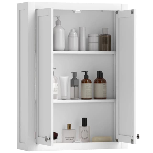HOMCOM HOMCOM Wall Mounted Storage with Adjustable Shelves, Bathroom Wall Cabinet in White White One Size Unisex 5063603067837